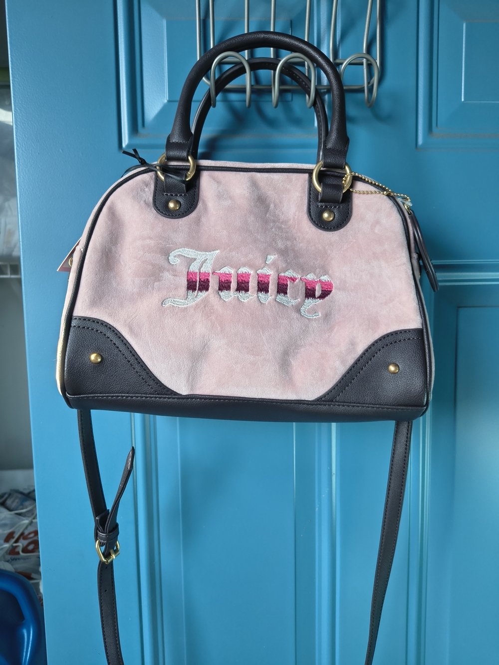 Juicy Couture Pink Velvet and Black Bag & Wallet Bundle